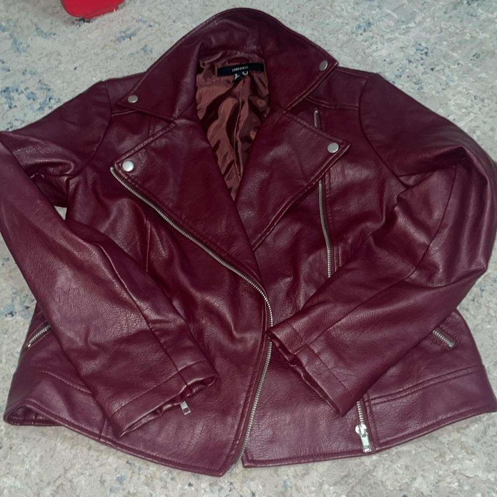 Red leather jacket forever 21
